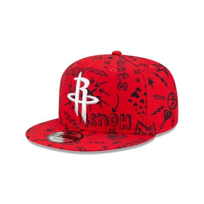 Houston Rockets Gorra | New Era NBA Doodle 9fifty Snapback Cap Mexico - Rojos